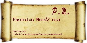 Paulnics Melánia névjegykártya